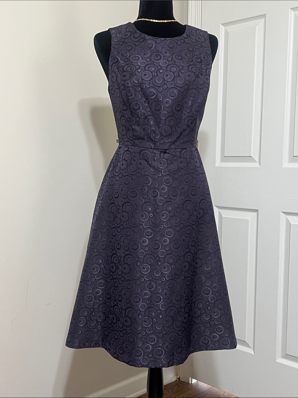 Kasper Midnight Purple Sleeveless Jacquard Fit-and-Flare Dress